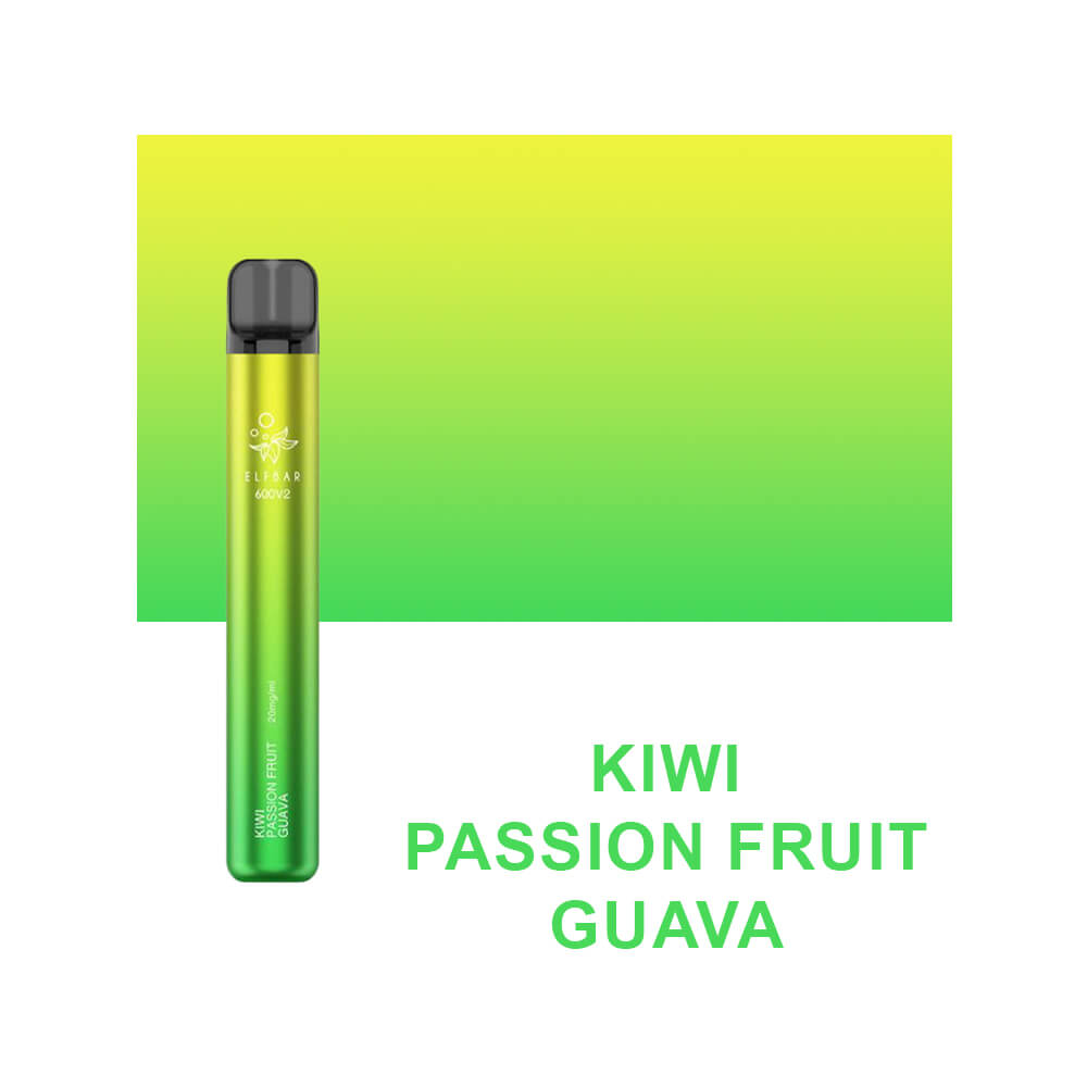 Elfbar kiwi passion fruit guava V2 600 Nový druh elfbaru verze dva prodej elfbary praha obchod elfbar velkoobchod